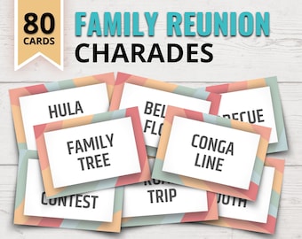 Family Reunion Charades Game | Printable Family Reunion Games | Family Reunion Games for Everyone | Funny Family Reunion Party Game