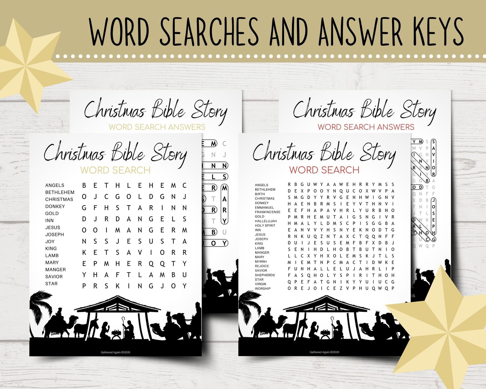 Christmas Bible Word Searches for Kids Christmas Story - Etsy