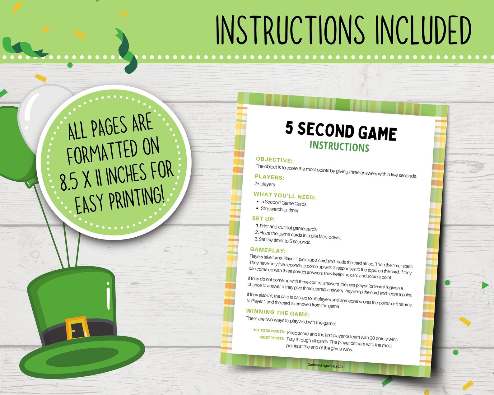 St. Patrick's Day 5 Second Game | Printable St. Patrick's Day Party ...
