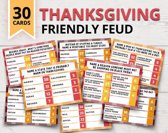 Thanksgiving Friendly Feud Game | Thanksgiving Family Feud Style Game | Thanksgiving Feud | Printable Thanksgiving Party Games