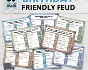 Printable Birthday Friendly Feud Game | Funny Birthday Feud Party Game | Birthday Games for Dad | Husband | Family-Friendly Birthday Games