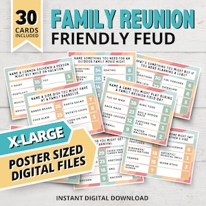 XL Poster-Size Family Reunion Feud Game | Family Reunion Family Feud Questions | Funny Family Reunion Games | Family Reunion Party Games