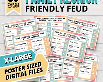 XL Poster-Size Family Reunion Feud Game | Family Reunion Family Feud Questions | Funny Family Reunion Games | Family Reunion Party Games