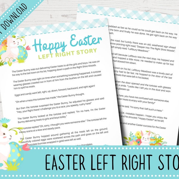 Printable Easter Left Right Game | Easter Left Right Story | Easter Pass the Present Game | Easter Party Games | Easter Gift Exchange Game