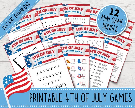 Printable 4th of July Games for Kids Printable Fourth of - Etsy