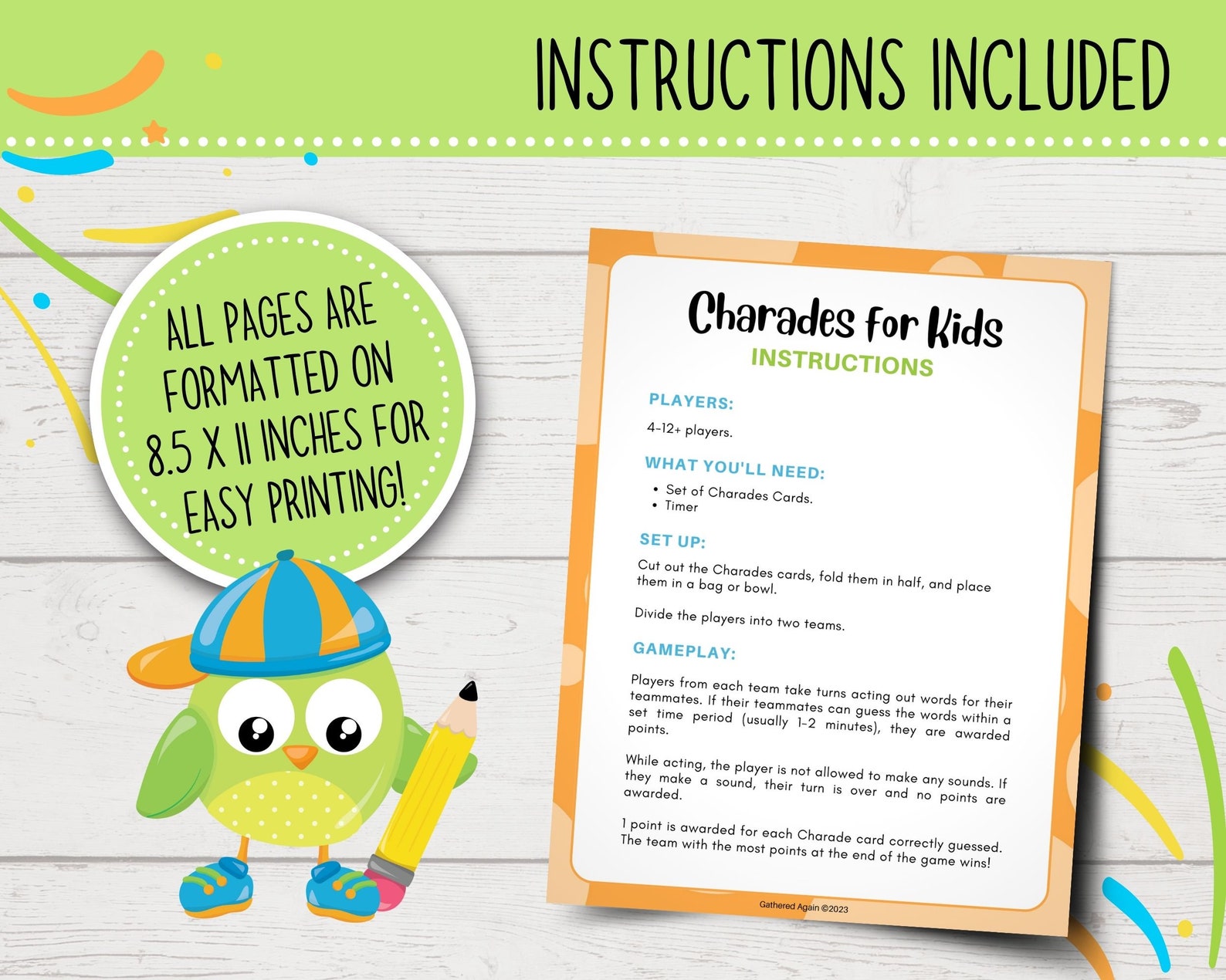 Charades Game for Kids | Printable Kid-edition Charades | Classroom ...