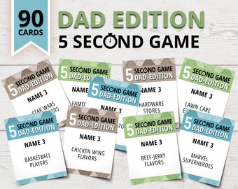 Dad-Edition 5 Second Game | Father's Day 5 Second Game | Printable Dad Five Second Cards | Father's Day Games | Dad Birthday Party Games