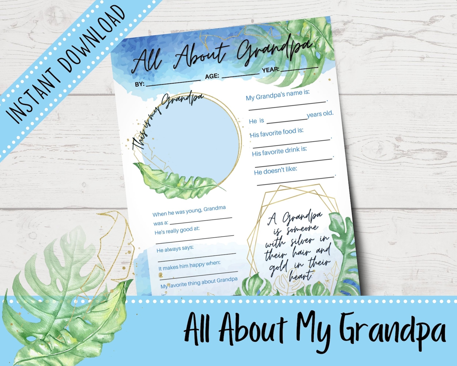 Grandparents' Day All About My Grandpa Questionnaire Etsy