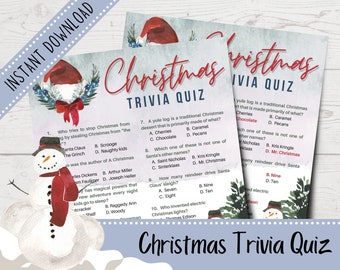 Christmas Trivia Quiz | Christmas Trivia Questions | Christmas Party Game | Trivia Night | Printable