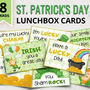 St. Patrick's Day Lunchbox Cards for Kids | St. Patrick's Day Cards for Kids | St. Patrick's Day Lunch Box Notes | Printable