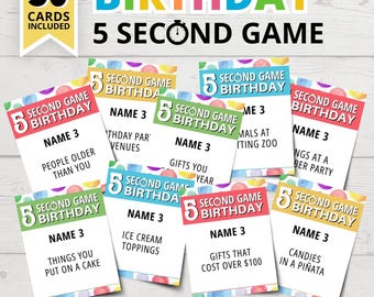 Birthday Second Game | Printable Birthday Party Games | Birthday Games for Kids | Birthday Games for Adults | Funny Birthday Party Games