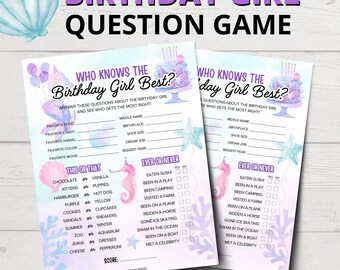 Who Knows the Birthday Girl Best | Mermaid Birthday Party Game for Girls | Birthday Party Games | Birthday Girl Quiz | Mermaid Birthday Game