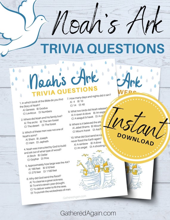 Noah S Ark Bible Trivia Questions For Kids Printable Etsy