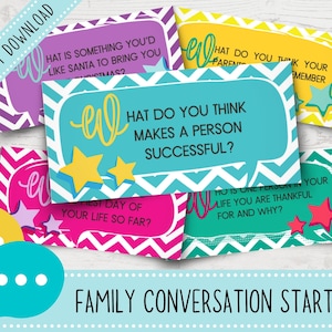 Printable Family Conversation Starters | Talking Prompts | Dinner Table Conversations for Family | Family Bonding Activities