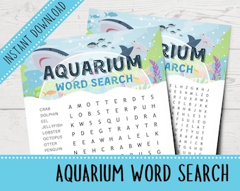 Aquarium Word Search Puzzles for Kids | Homeschool Lesson | Sea Creatures | Ocean Life | Printable | Instant Download