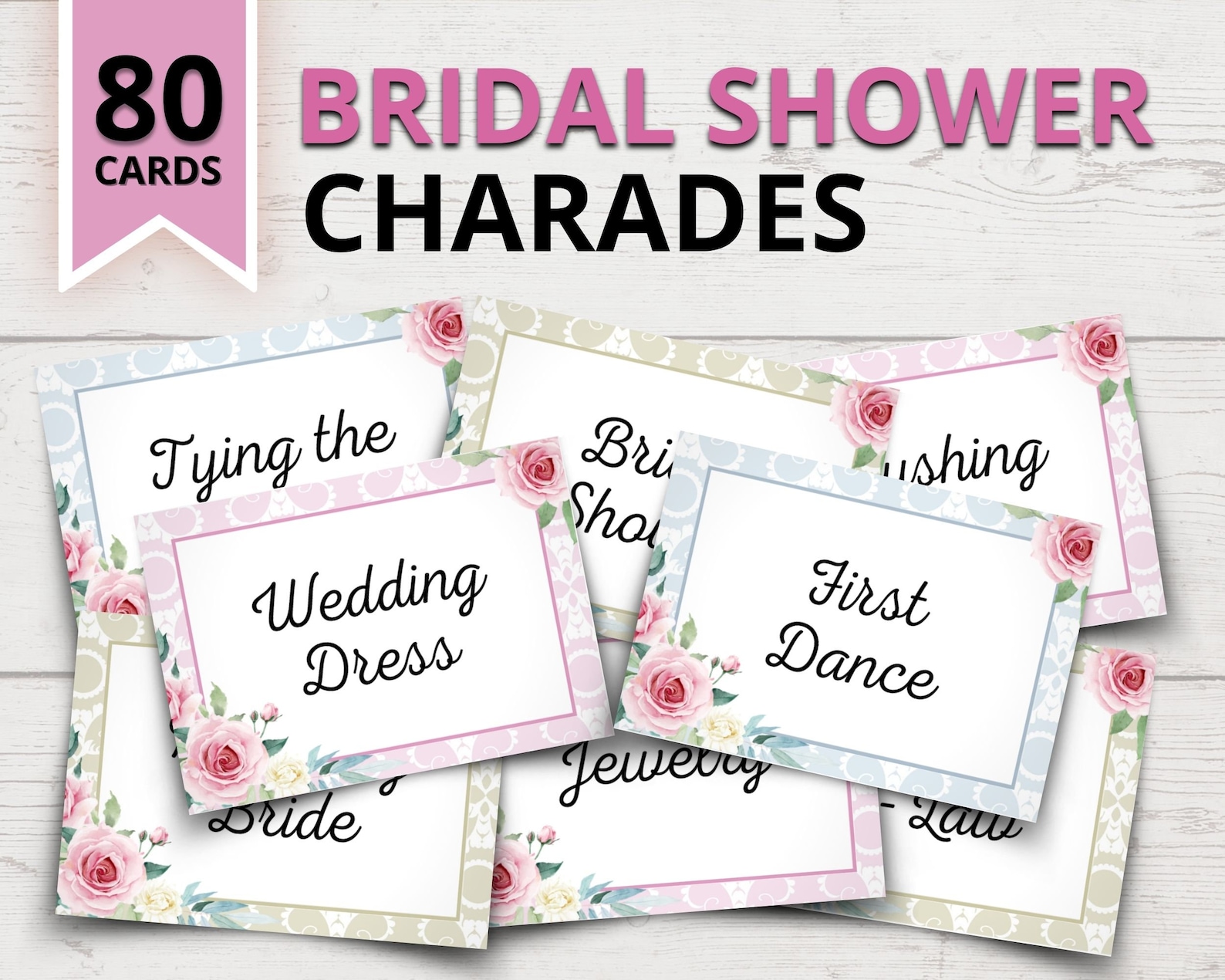 Bridal Shower Charades Game Wedding Charades Cards Printable Bridal ...
