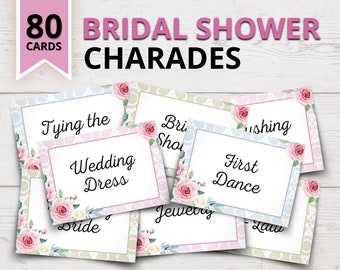 Bridal Shower Charades Game | Wedding Charades Cards | Printable Bridal Shower Charades Cards | Bridal Shower Party Games | Wedding Games