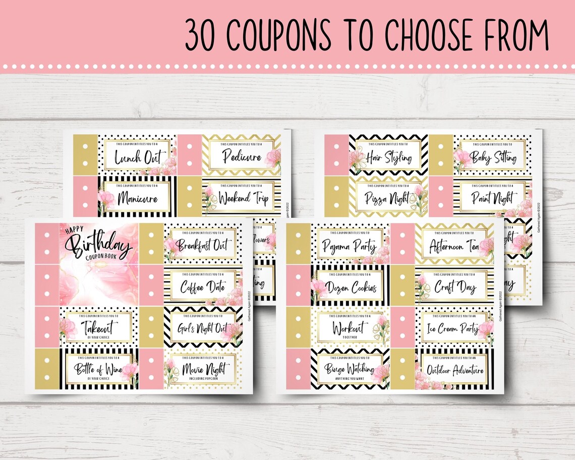 Printable Birthday Coupon Book for Her Best Friend Coupons Mom Coupons ...