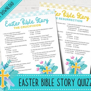 Printable Easter Bible Story Quiz Bundle | Easter Sunday School Lesson | Christian Easter Trivia Quiz | Easter Youth Group | Easter Activity