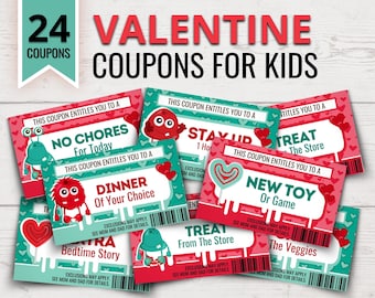 Printable Valentine Coupons for Boys | Valentine's Day Coupon Book for Kids | Printable Coupons for Kids | Valentine Gift Coupons