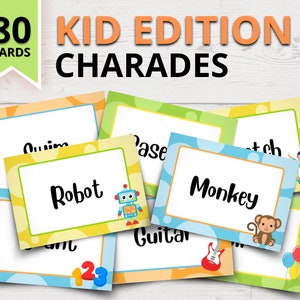 Charades Game for Kids | Printable Kid-Edition Charades | Classroom Charades Game | Birthday Party Games | Printable School Games for Kids