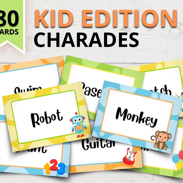 Jeu de charades pour enfants | Charades imprimables pour enfants | Jeu de charades en classe | Jeux de fête d'anniversaire | Jeux scolaires imprimables pour les enfants