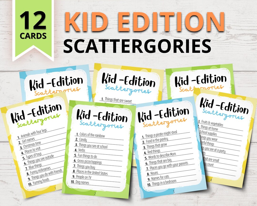 Kid-edition Scattergories Game Printable Scattergories for - Etsy