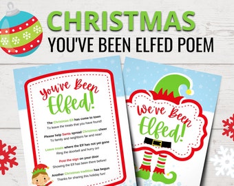 Christmas You've Been Elfed Printable | You've Been Jingled | Printable You've Been Elfed Poem | Elfing Neighbors Printable | Christmas Game