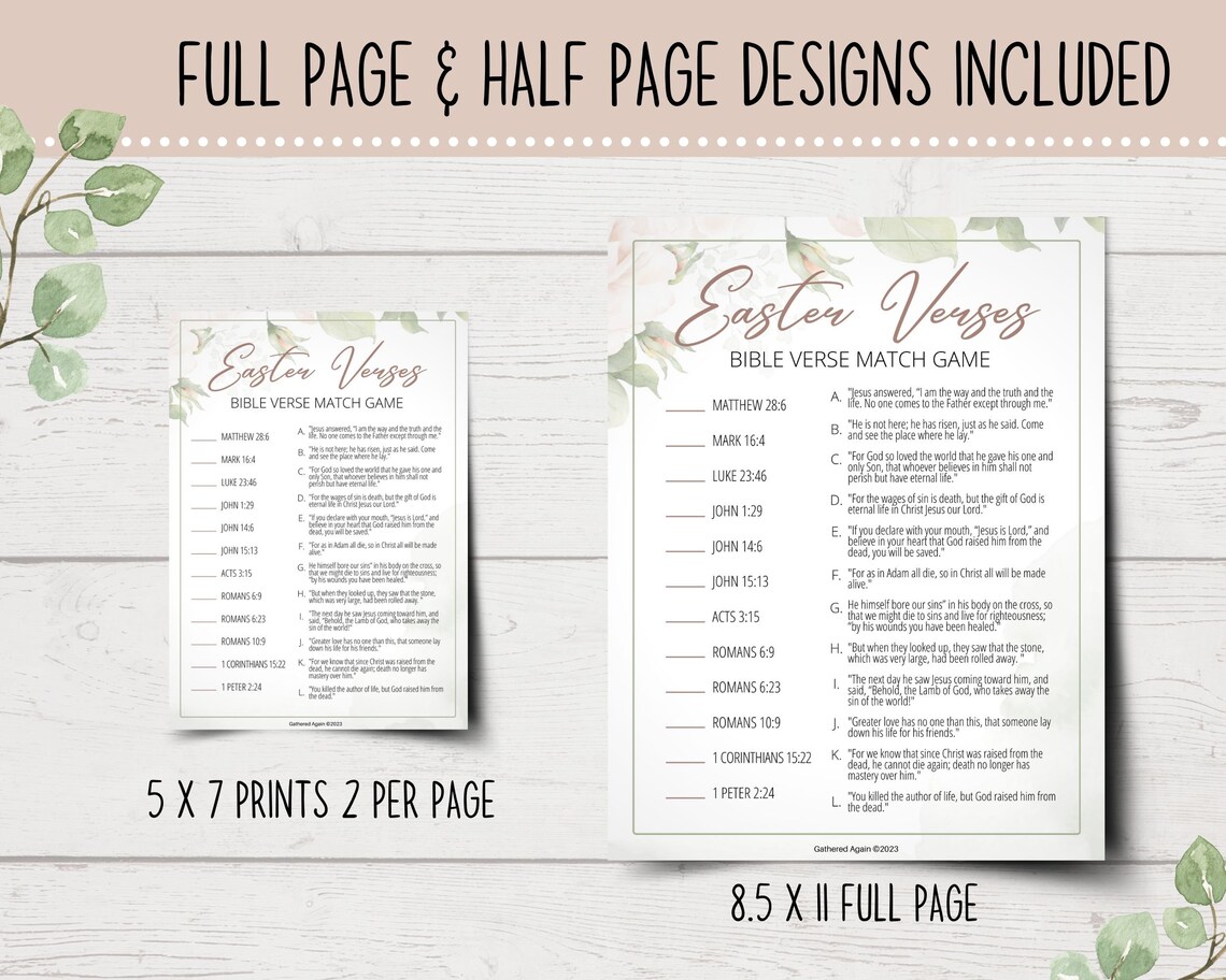 Easter Bible Verses Match Game | Salvation Bible Quiz | Bible Verses About Easter | Printable ...