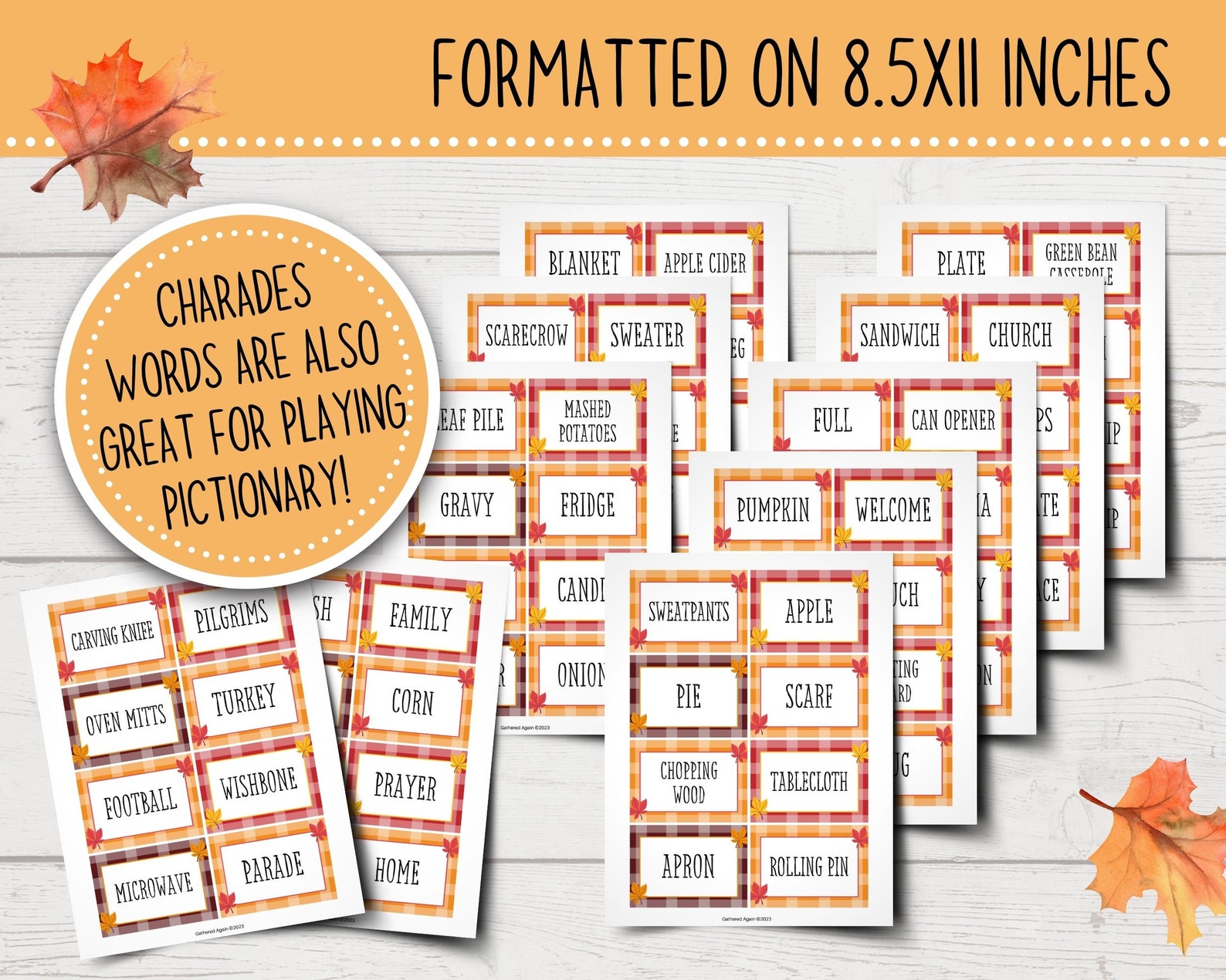 Thanksgiving Charades Game | Thanksgiving Act It Out Game ...