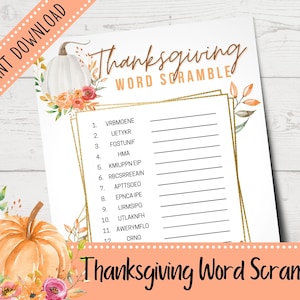 Thanksgiving Word Scramble | Thanksgiving Word Games | Printable Fall Activities | Printable