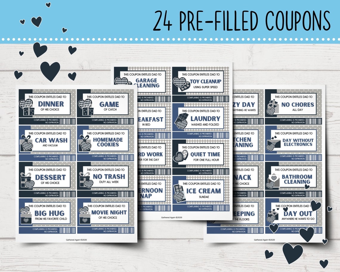 Coupon stampabili per papà / papà Coupon Book / Idee regalo per la ...