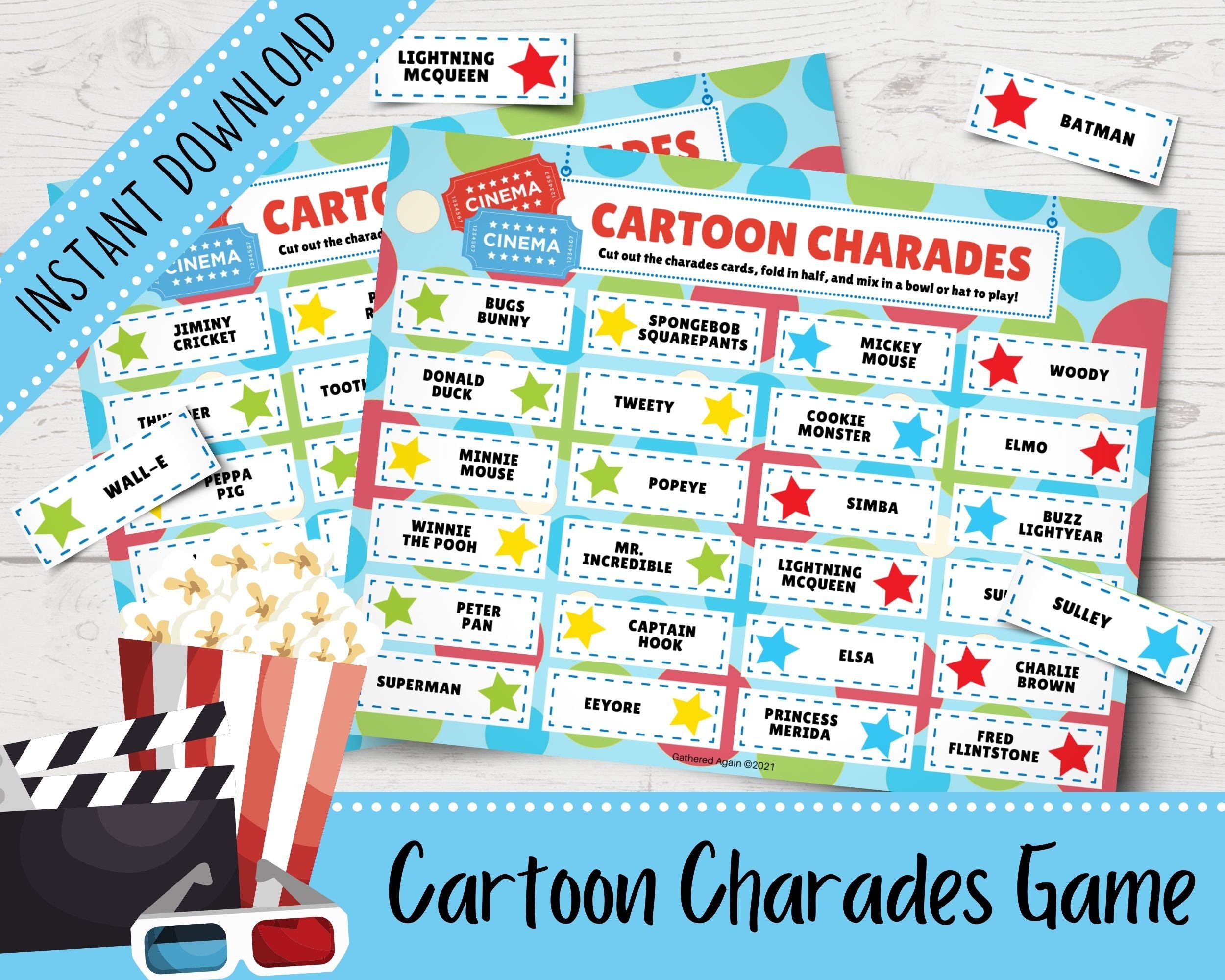 Cartoon Charades for Kids | Printable Charades Game | Icebreaker Ideas ...