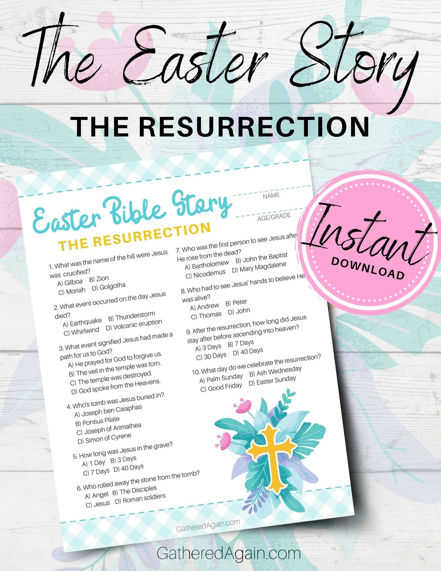 The Easter Bible Story Resurrection Bible Trivia Quiz For Etsy