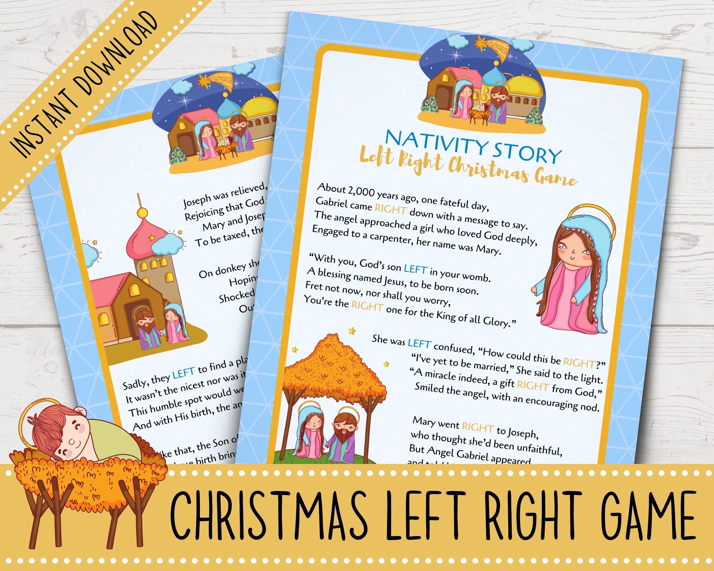Printable Left Right Christmas Game Nativity Story Left - Etsy
