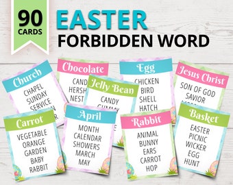 Easter Forbidden Word Game | Printable Easter Taboo-Style Game | Easter Party Games | Printable Easter Games for Kids | Sunday School Game
