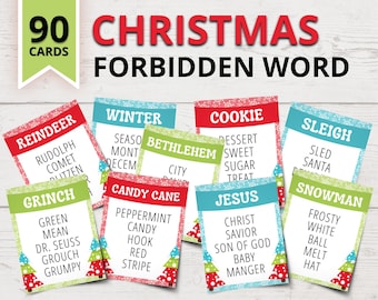 Christmas Forbidden Words Game | Funny Christmas Word Game | Printable Christmas Party Games | Christmas Games for Kids | Holiday Games