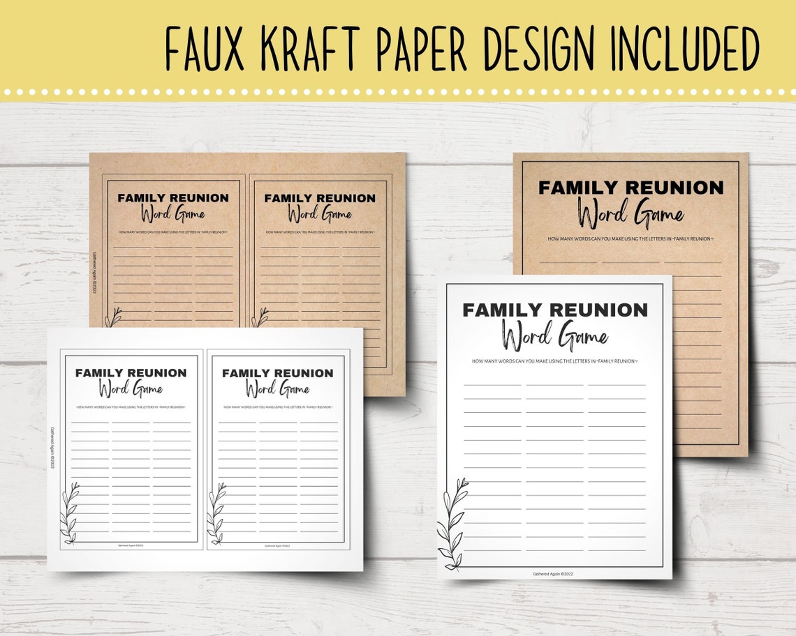 Printable Family Reunion Word Game Printable Family Reunion Games ...