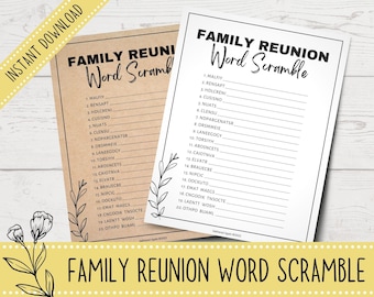 Printable Family Reunion Word Scramble | Printable Family Reunion Games | Family Reunion Party Games | Printable Family Word Scramble