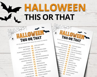 Halloween This or That Game | Printable Halloween Party Games | Funny Halloween Games for Kids | Halloween Games for Seniors