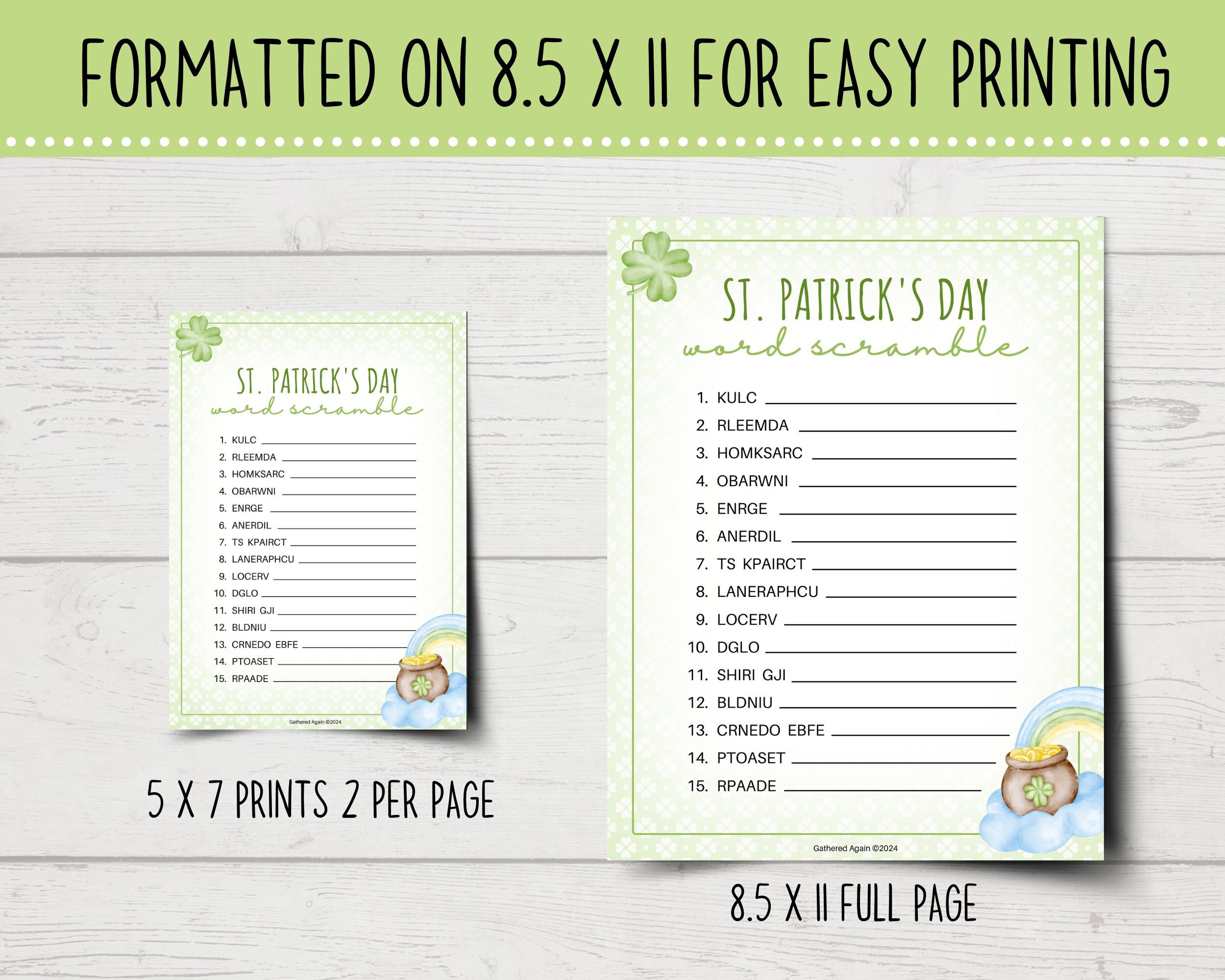 St. Patrick's Day Word Scramble | Printable St. Patrick's Day Party ...