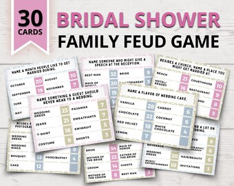 Bridal Shower Family Feud Game | Bridal Shower Family Feud Questions | Bridal Shower Feud |  Wedding Family Feud | Bridal Shower Party Games