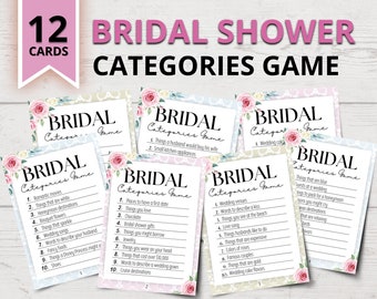 Bridal Shower Categories Game | Bridal Shower Party Games | Printable Bridal Shower Games | Scattergories-Style Game | Bachelorette Games