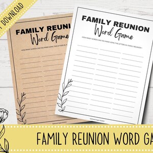 Printable Family Reunion Word Game | Printable Family Reunion Games ...