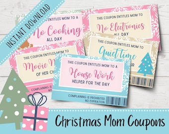 Christmas Coupons for Mom | Mom Coupon Book | Christmas Gifts for Mom | Christmas Stocking Stuffers for Mom | Printable Coupons