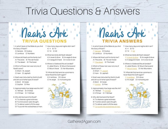 Noah S Ark Bible Trivia Questions For Kids Printable Etsy