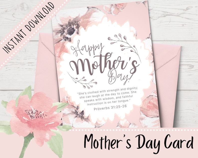 Printable Mother's Day Card | Christian Mother's Day Card | Proverbs 31 | Gifts for Mom ...