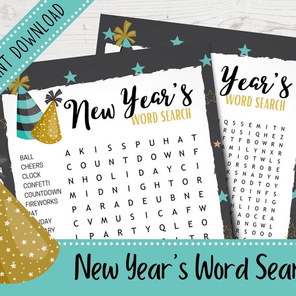 New Year's Eve Word Search Pack | New Year's Eve Puzzles | Printable New Year's Activities | Virtual New Year's Eve Party Games | Printable