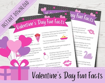 Valentine's Day Fun Facts | Valentine's Day Facts for Trivia | Valentine's Day Party Game | Trivia Night | Virtual Games | Printable