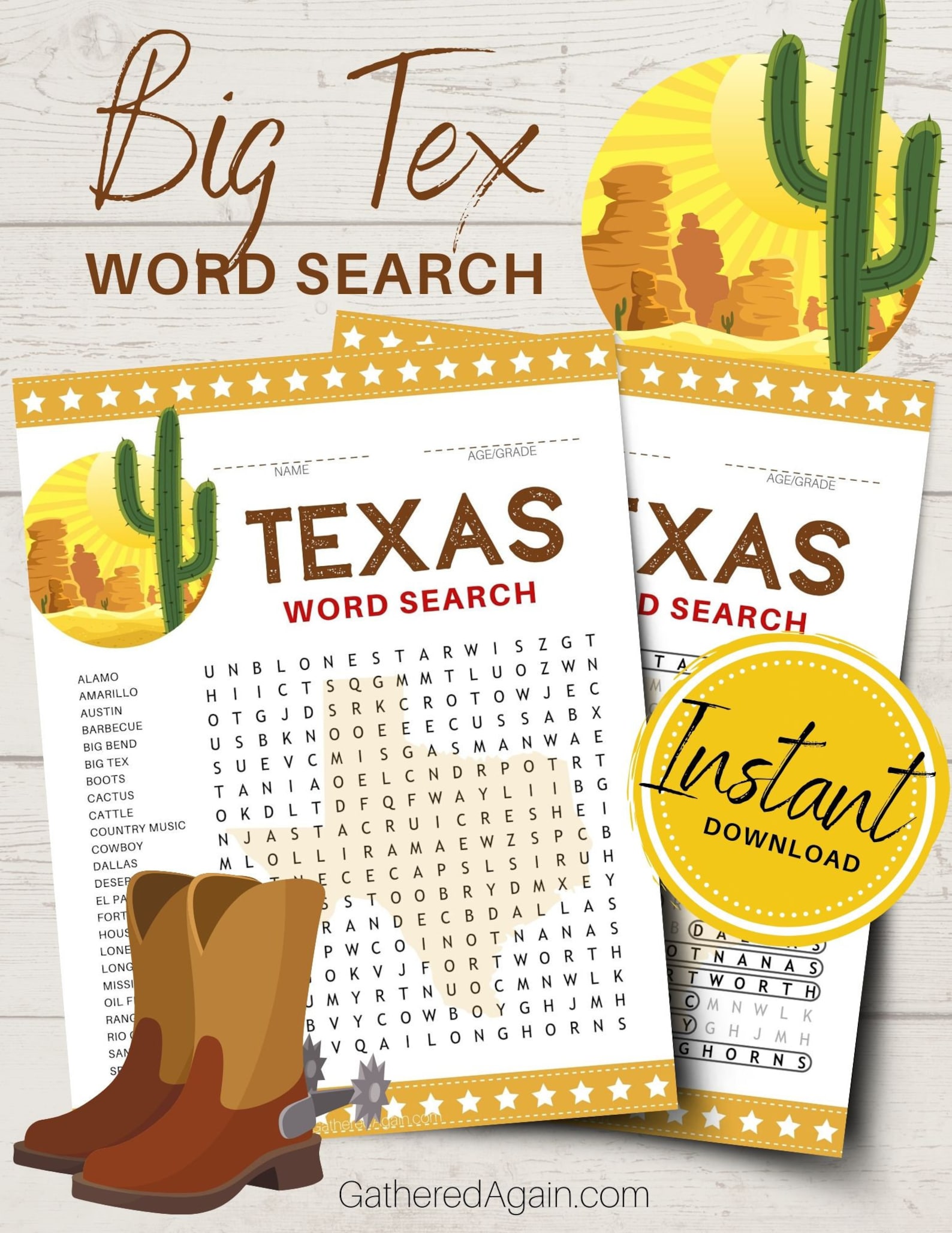 Texas Word Search Puzzle For Kids Homeschool Lesson Etsy
